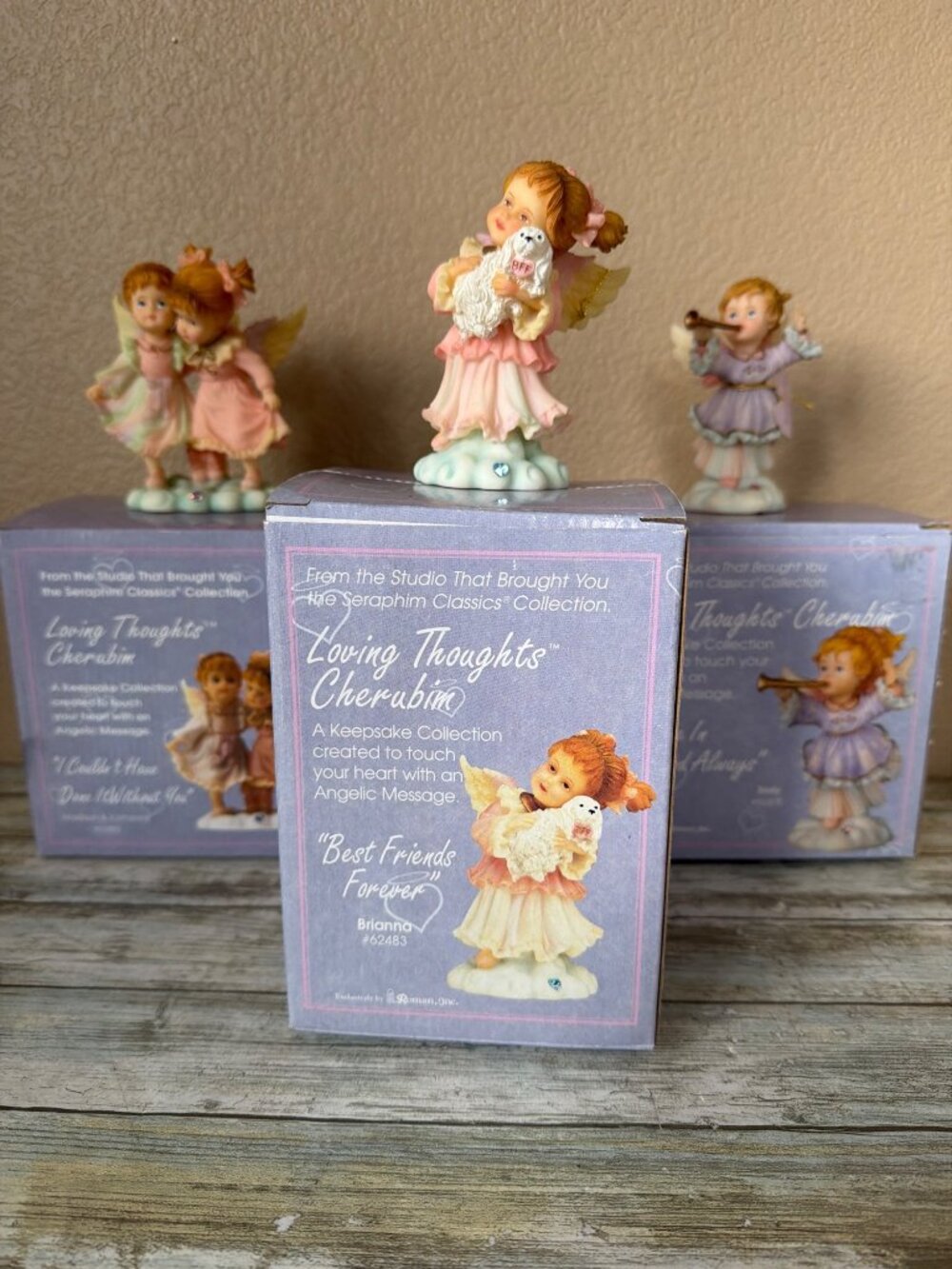 Set of 3 Roman Inc “Loving Thoughts Cherubim” Figurine Emily Best Friends w/Box - Picture 2 of 16